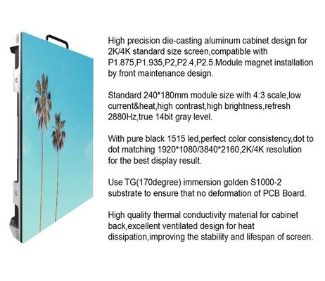 Крытые панели стены 96*72 1Р1Г1Б СИД П2.5 видео- 14 до 16 бита разрешение серого масштаба